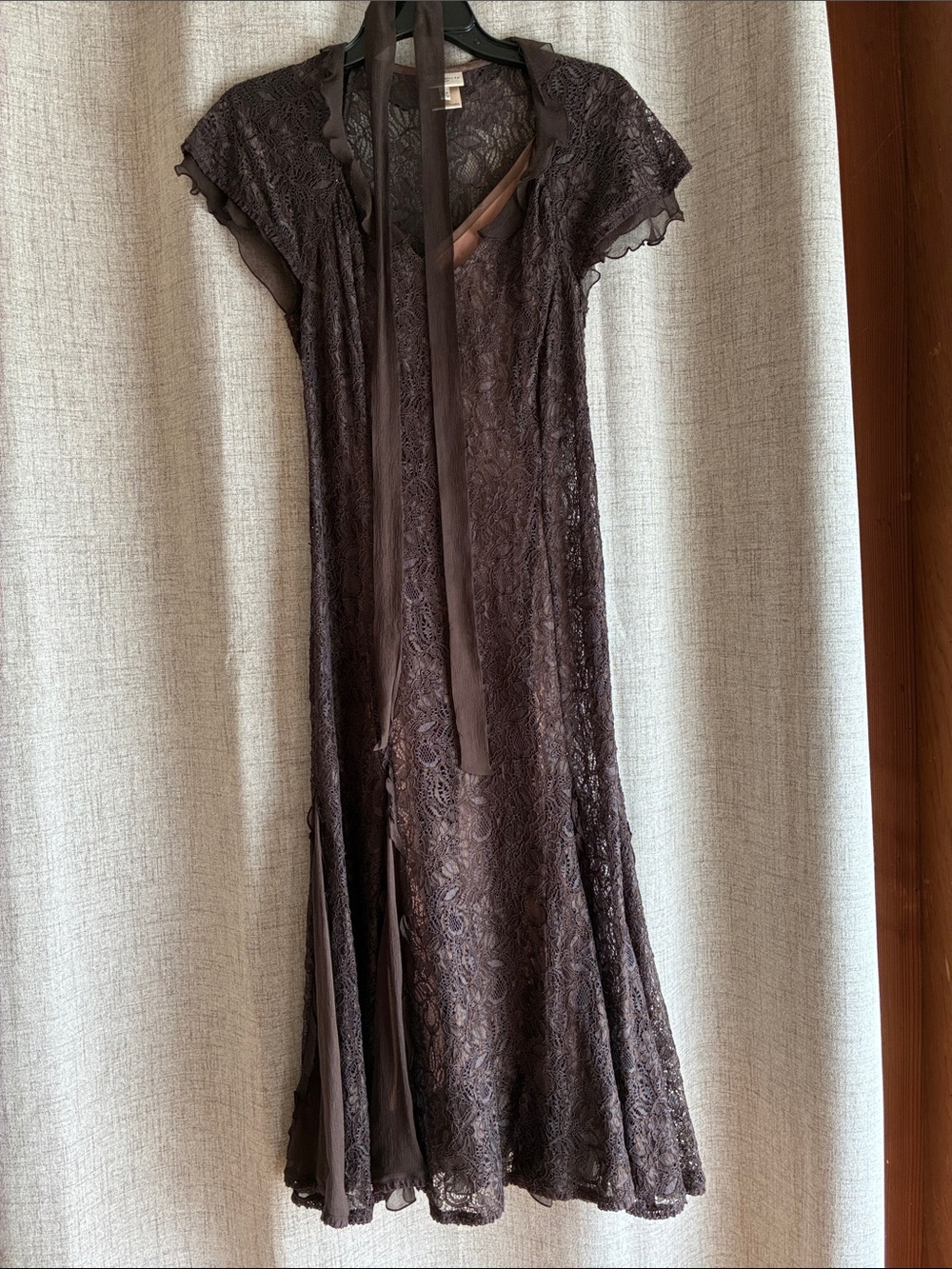 Karen Millen Brown Lace Midi Dress